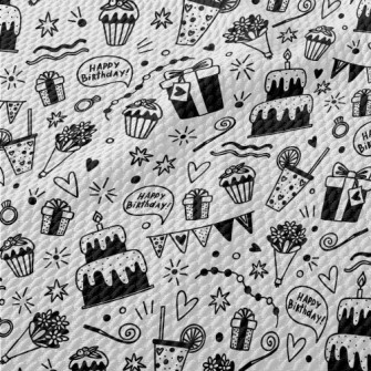 Black And White Birthday Party Birdseye Piqué