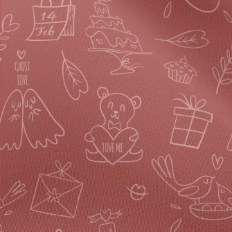 Hand Drawn Cute Valentine&#39; Chiffon