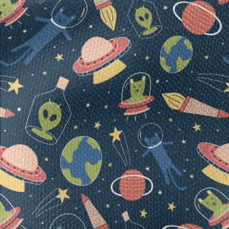 Space Cats And Aliens Waterproof Canvas