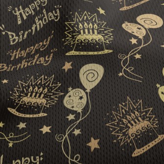 Happy Birthday Text Cake Ballo Athletic Mesh Flat Back