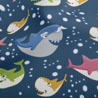 Colorful Shark Family Athletic Mesh Flat Back