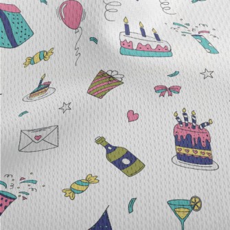 Birthday Party Pattern Athletic Mesh Flat Back