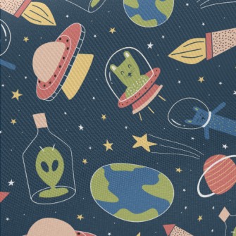 Space Cats And Aliens Twill