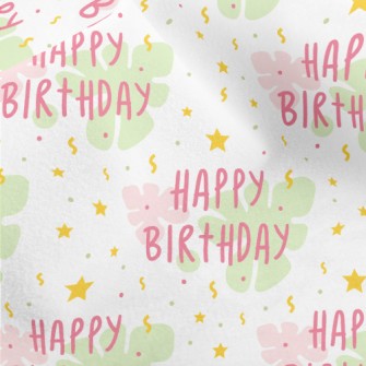 Birthday Text And Stars And Fl Micro Fleece