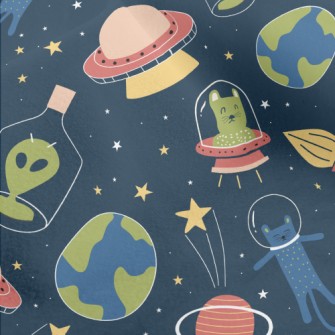 Space Cats And Aliens Micro Fleece