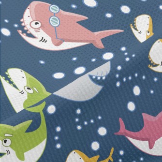 Colorful Shark Family Piqué