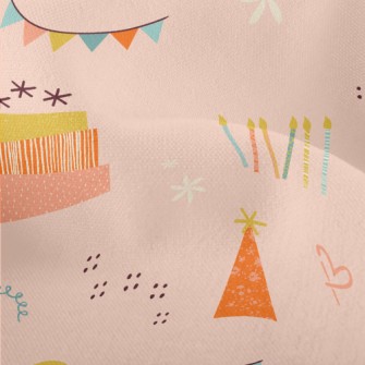 Doodle Birthday Balloons Cake  Lightweight Performance Linen