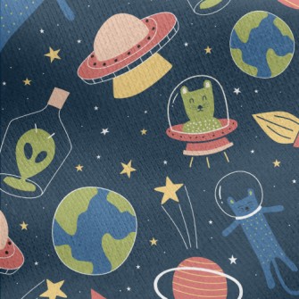 Space Cats And Aliens Jersey Backed Fleece