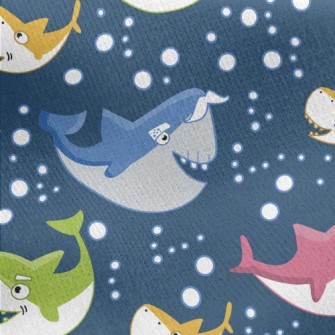 Colorful Shark Family Jersey Backed Fleece