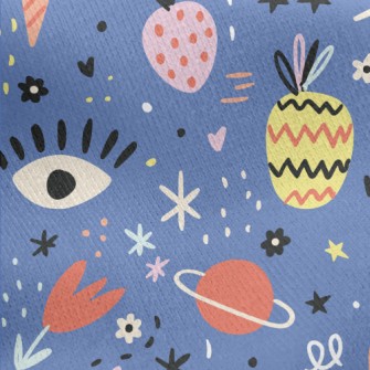 Graffiti Flowers Planet Fruit  Jersey Backed Fleece