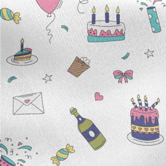 Birthday Party Pattern Jersey Backed Fleece