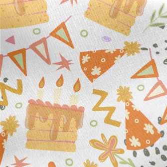 Happy Birthday Cake With Candl Jersey Backed Fleece