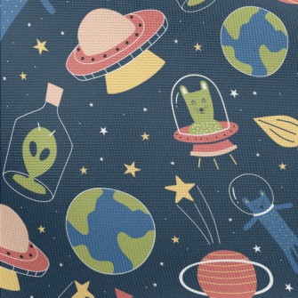 Space Cats And Aliens Pongee
