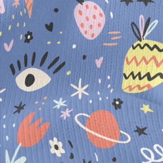 Graffiti Flowers Planet Fruit  Stretch Jersey