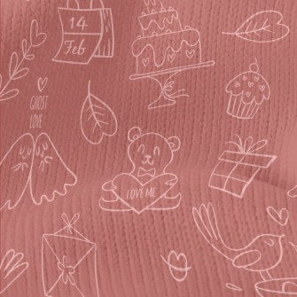 Hand Drawn Cute Valentine&#39; Stretch Jersey