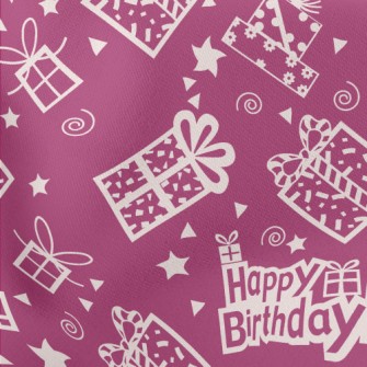 Happy Birthday Text And Gift Lightweight Cotton Poplin