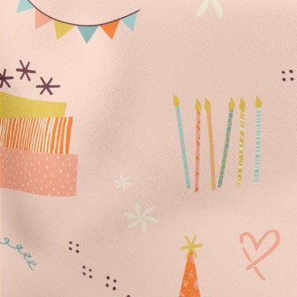 Doodle Birthday Balloons Cake  Lightweight Cotton Poplin