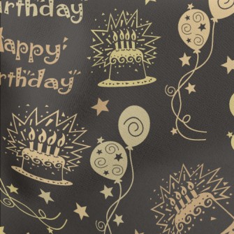 Happy Birthday Text Cake Ballo Lightweight Cotton Poplin