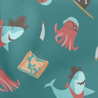 Shark And Octopus Dressed As P Lightweight Cotton Poplin