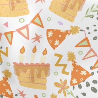 Happy Birthday Cake With Candl Lightweight Cotton Poplin