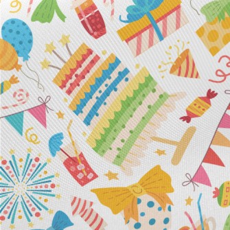 Colorful Birthday Cake Gift Pa Midweight Cotton Poplin