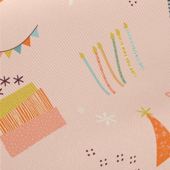 Doodle Birthday Balloons Cake  Midweight Cotton Poplin