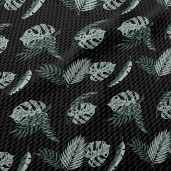 Hand Drawn Tropical Leaves Birdseye Piqué