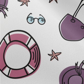 Cartoon Summer Beach Pattern Chiffon
