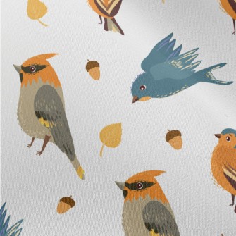 Hand Drawn Cute Birds And Pine Chiffon