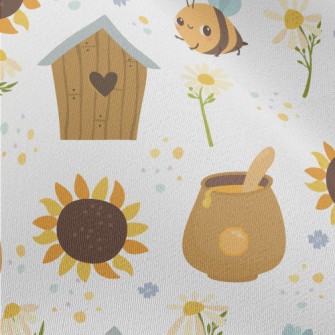 Cute Bees And Flowers Chiffon