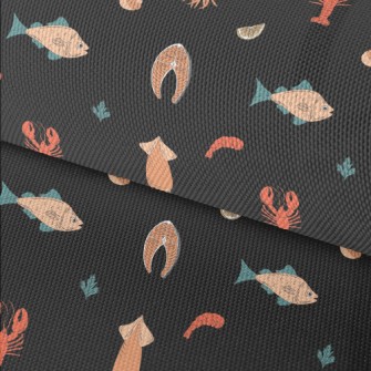 Hand Drawn Fresh Seafood Waterproof Oxford
