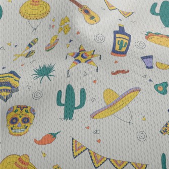 Mexican Skull Hat Cactus Athletic Mesh Flat Back