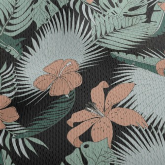 Hand Drawn Tropical Leaves And Athletic Mesh Flat Back