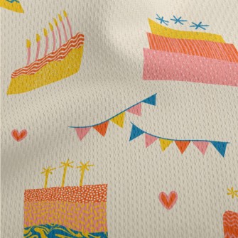 Hand Drawn Style Birthday Cake Athletic Mesh Flat Back