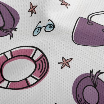 Cartoon Summer Beach Pattern Athletic Mesh Flat Back