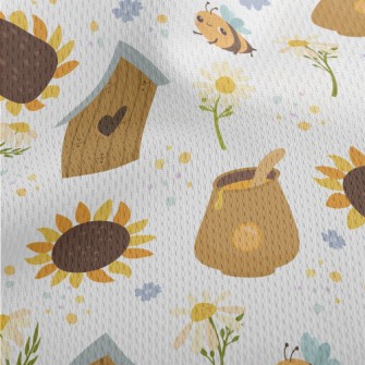 Cute Bees And Flowers Athletic Mesh Flat Back