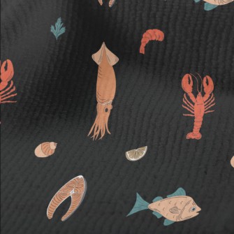 Hand Drawn Fresh Seafood Terry