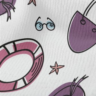 Cartoon Summer Beach Pattern Terry