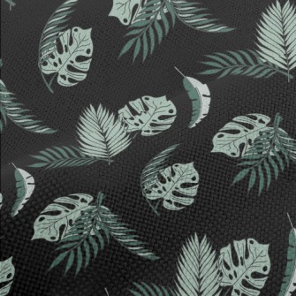 Hand Drawn Tropical Leaves Performance Linen