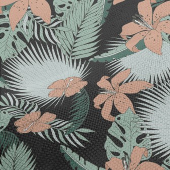 Hand Drawn Tropical Leaves And Performance Linen