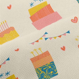 Hand Drawn Style Birthday Cake Performance Linen