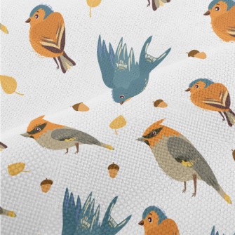 Hand Drawn Cute Birds And Pine Performance Linen