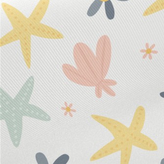 Starfish Shells And Flowers Twill
