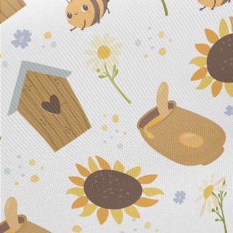 Cute Bees And Flowers Twill