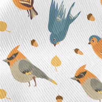 Hand Drawn Cute Birds And Pine Standard Corduroy