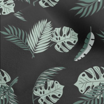 Hand Drawn Tropical Leaves Micro Fleece