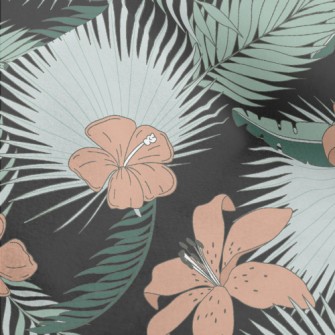 Hand Drawn Tropical Leaves And Micro Fleece
