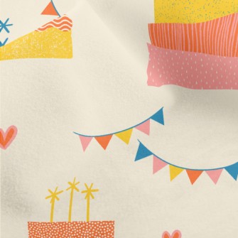Hand Drawn Style Birthday Cake Micro Fleece