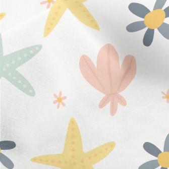 Starfish Shells And Flowers Micro Fleece