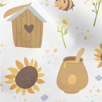 Cute Bees And Flowers Micro Fleece